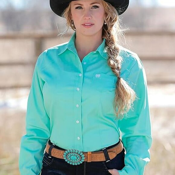 Boho Western Cowgirl Belt w/ Buckle Turquoise Oval‎
